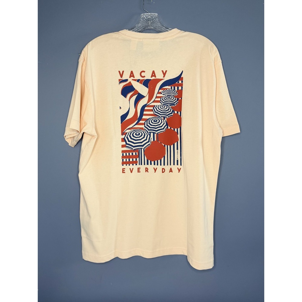 Scotch & Soda Shirt Mens M Bisque Beige Vacay Beach Graphic Tee Summer Cotton